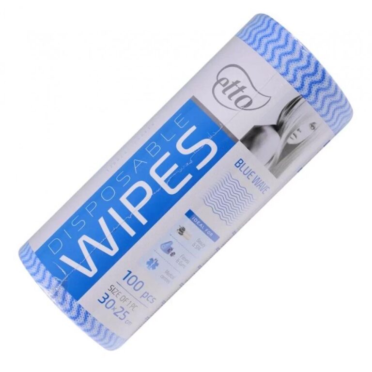 Disposable wipes, Etto, 25 cm x 30 cm (100 pcs. roll), blue wave