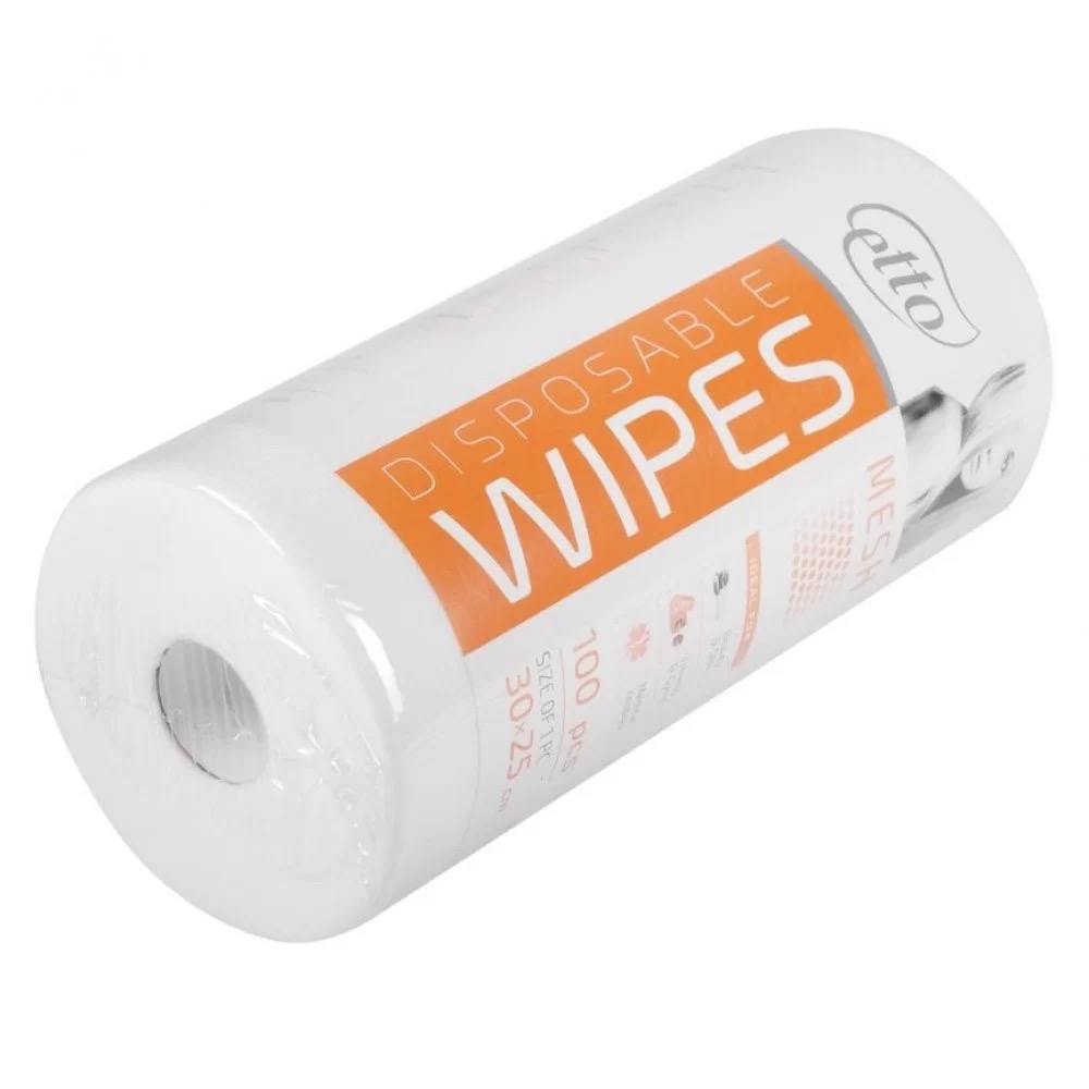 Серветки одноразові, Etto, 25см х 30см (100шт. в рулоні), сітка 50г/м2