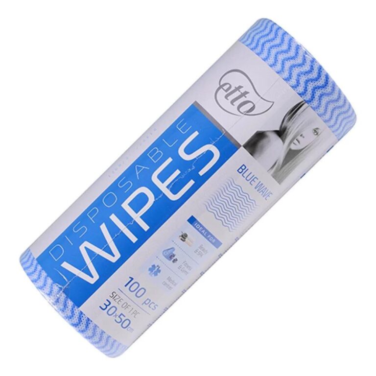 Disposable wipes, Etto, 30 cm x 50 cm (100 pcs. roll), blue wave