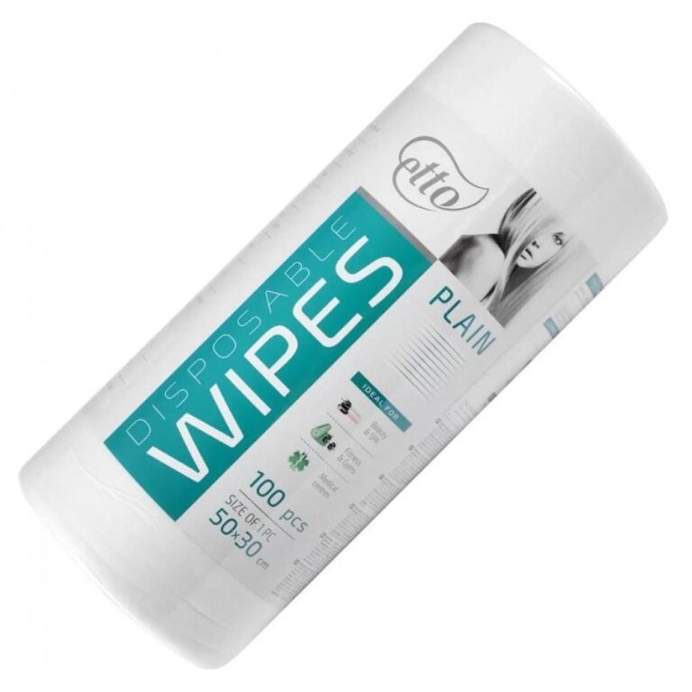 Disposable wipes, Etto, 30 cm x 50 cm (100 pcs. roll), plain 50 g/m2