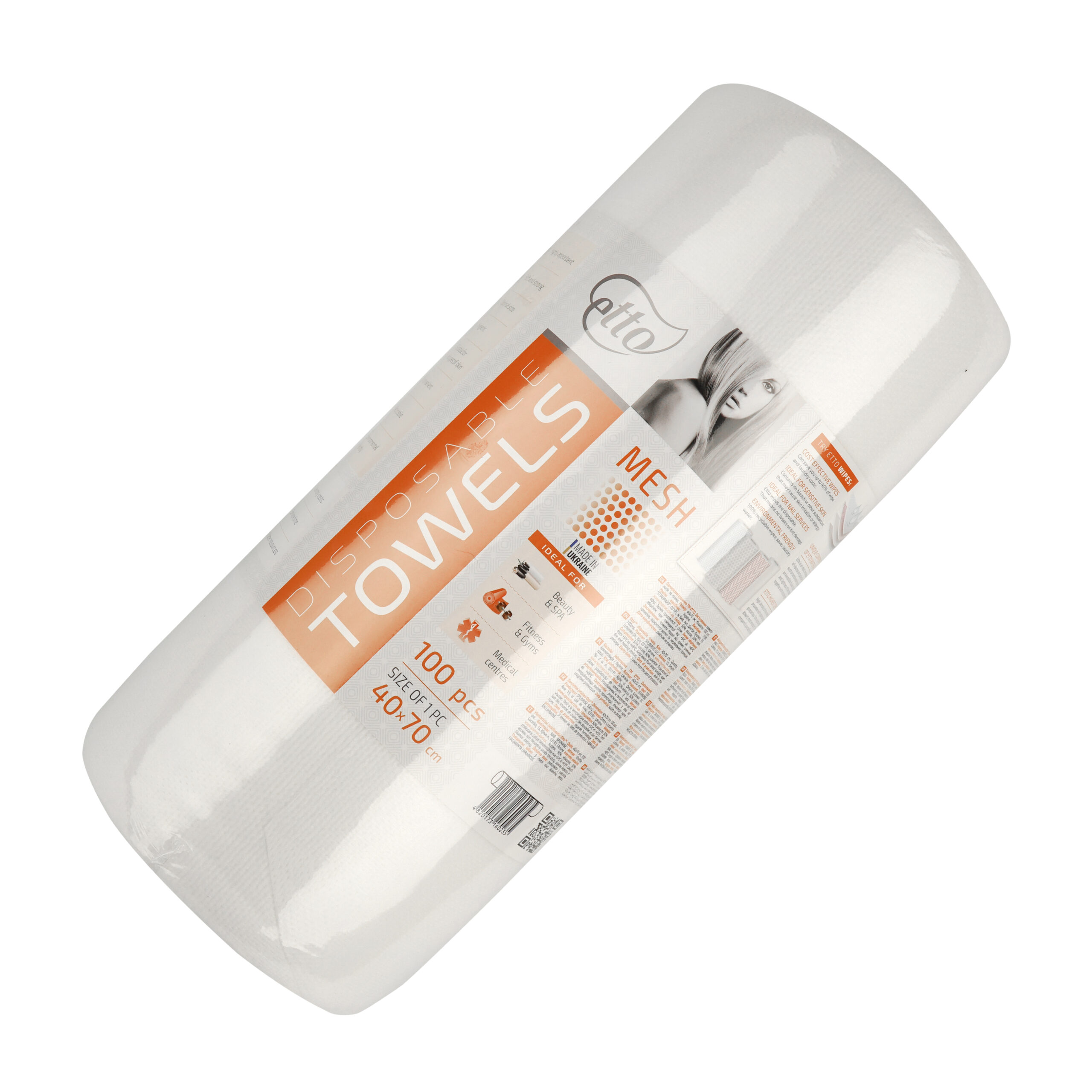 Рушники одноразові, Etto, 50см х 80см (100шт. в рулоні), сітка 50г/м2