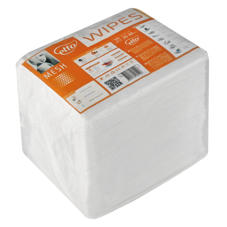 Disposable wipes, Etto, 25 cm x 30 cm (100 pcs. folded), mesh 50 g/m2