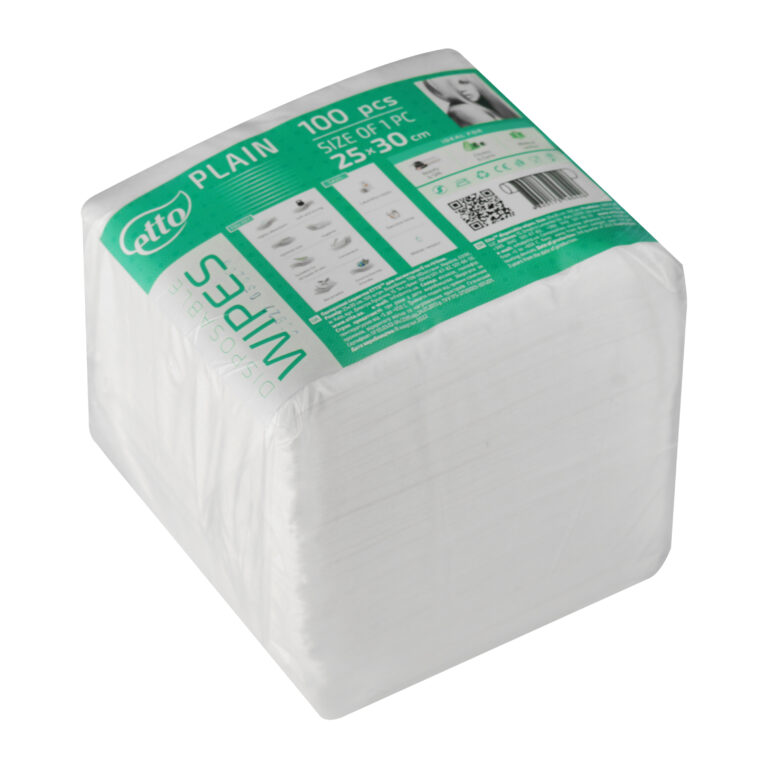 Disposable wipes, Etto, 25 cm x 30 cm (100 pcs. folded), plain 50 g/m2
