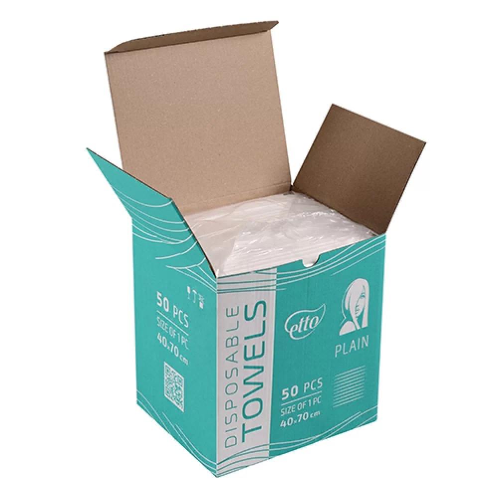 Рушники одноразові, Etto, 40см х 70см (50шт. складені), гладкий 50г/м2