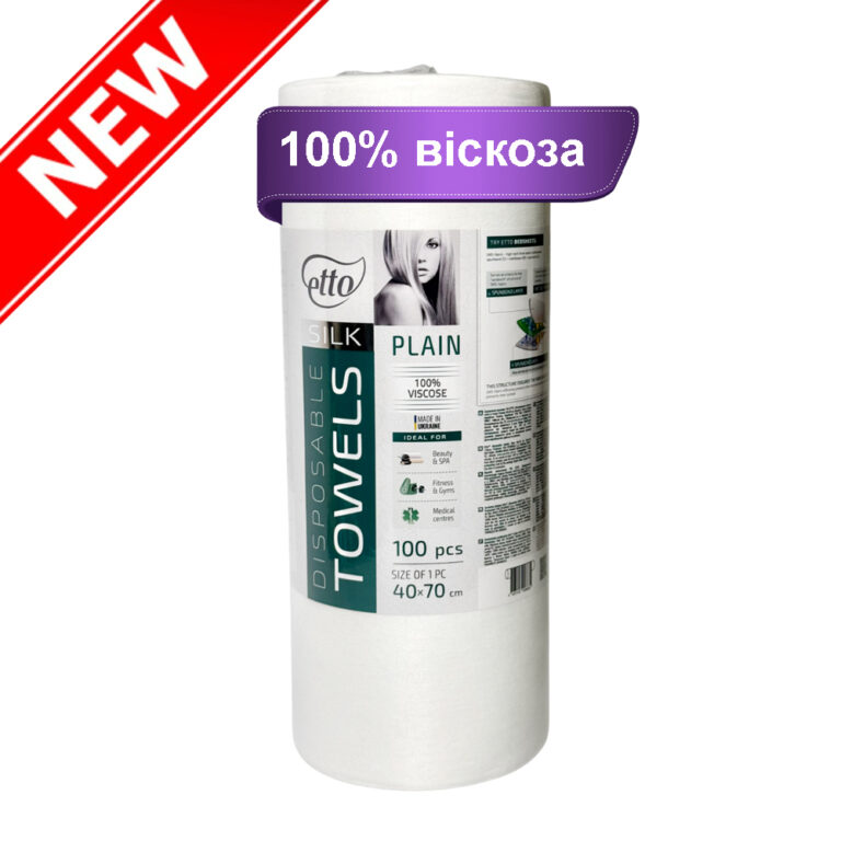 Рушники одноразові, Etto, 40см х 70см (100шт. в рулоні), гладкий 100% віскоза